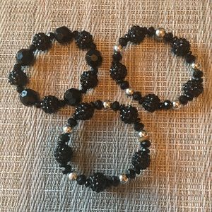 Black and Silver Elastic Costume Bracelets